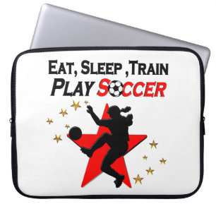 VIBRANT RED SOCCER PLAYER DESIGN LAPTOP SLEEVE