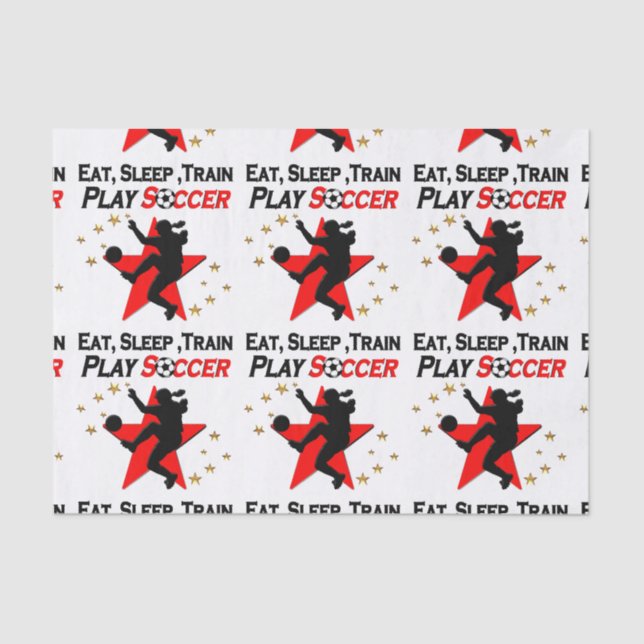 VIBRANT RED SOCCER PLAYER DESIGN TISSUE PAPER (Front)