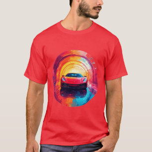 Vibrant Red Sports Car in a Dynamic Spiral Design T-Shirt