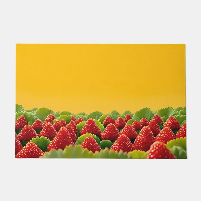 Vibrant Red Strawberry Field Doormat (Front)