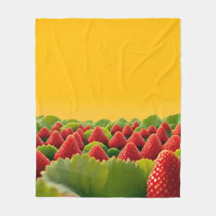 Vibrant Red Strawberry Field Fleece Blanket