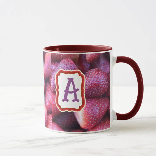 Vibrant Red Strawberry Pattern Ceramic Coffee Mug (Right)