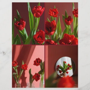 Vibrant red tulips collage Scrapbook Cutout paper