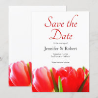 Vibrant Red Tulips Save the Date