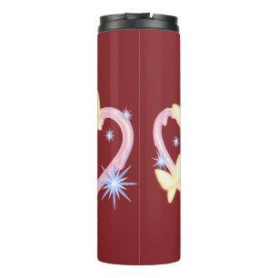 Vibrant Red Water Bottle with Enchanted Butterfly