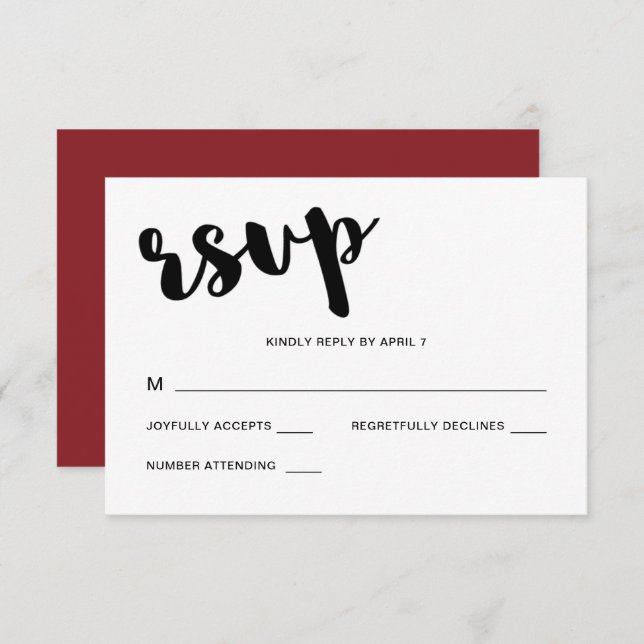 Vibrant Red Whimsical Typography Wedding RSVP Card (Front/Back)