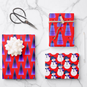 Vibrant Red With Purple Wrapping Paper Sheet