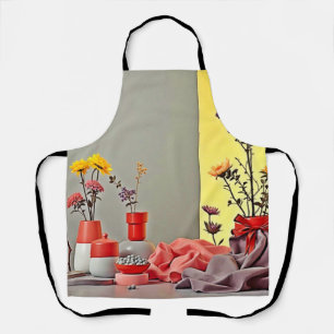 Vibrant Red Yellow Arrangement Design Apron