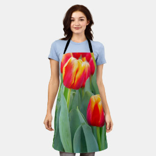 Vibrant Red & Yellow Tulips in Spring Garden Apron