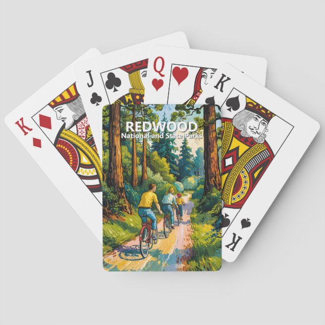 Vibrant Redwood National Park Nature Family Cycing Playing Cards (Back)