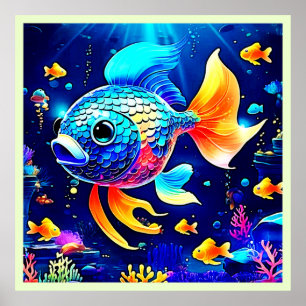 Vibrant Reef Fish Design Poster