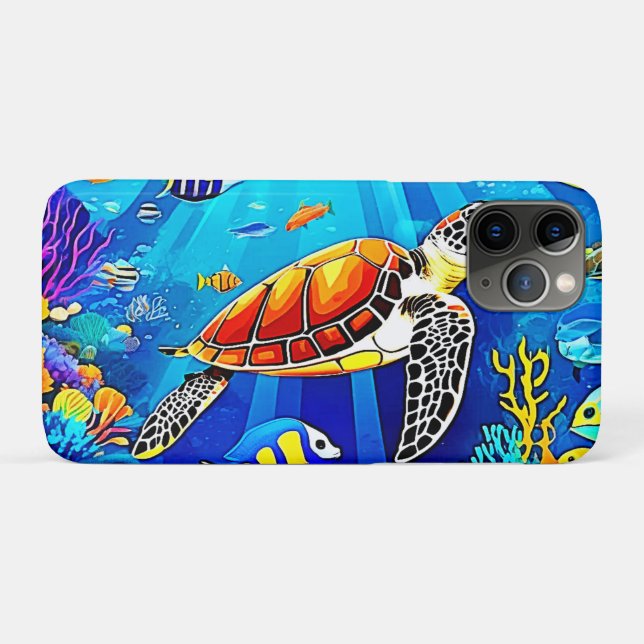 Vibrant Reef: Turtle's Underwater Realm Case-Mate iPhone Case (Back (Horizontal))
