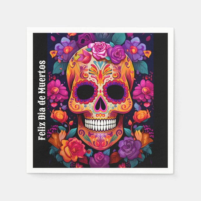  🌹Vibrant Remembrance: A Día de Muertos Tribute🌹 Napkin (Front)