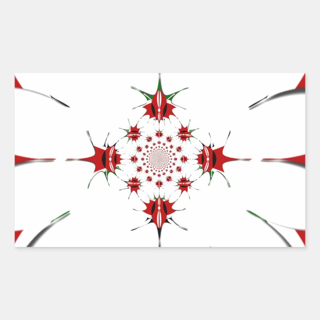 Vibrant Republic of Kenya Shield Flag Kaleidoscope Rectangular Sticker (Front)