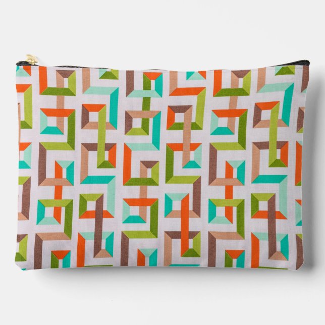 Vibrant Retro 3D Geometric Maze Pouch  (Front)
