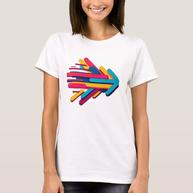 Vibrant Retro 3D Motion Arrow T-Shirt (Front)