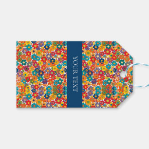 Vibrant Retro 60s Daisy Flower Power Pattern Gift Tags