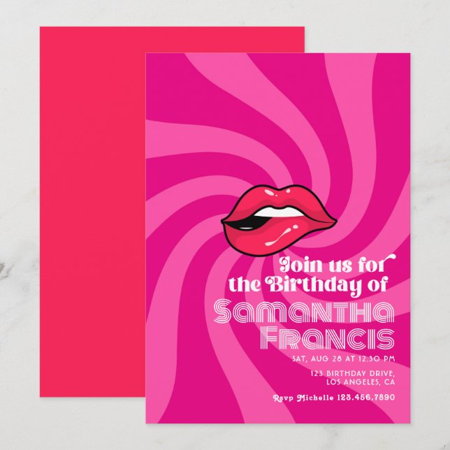 Vibrant Retro Birthday Celebration Theme Invitation (Front/Back)