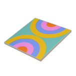Vibrant Retro Boho Circles Ceramic Tile<br><div class="desc">Boho retro colourful circles ceramic tile. For creative projects like coaster,  tabletop,  backsplash and more! Pink blue mustard turquoise.</div>