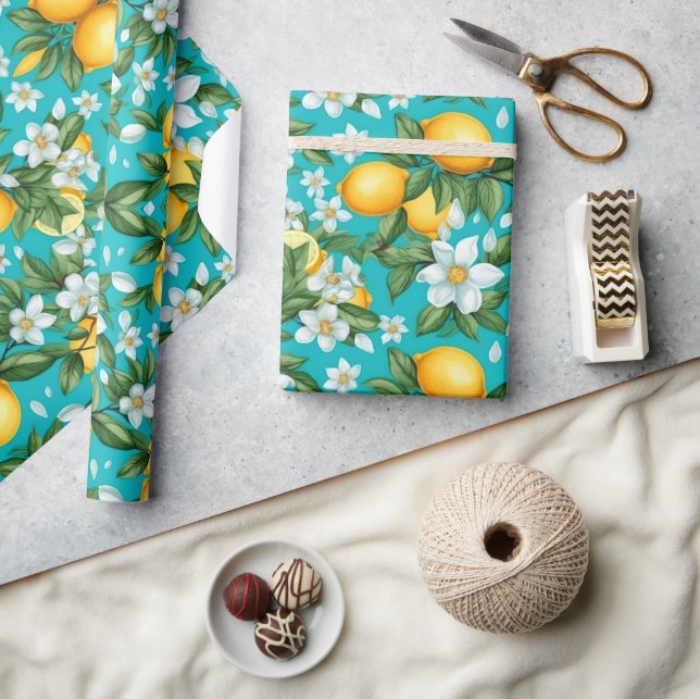 Vibrant Retro Citrus Medley Christmas  Wrapping Paper (Crafts)