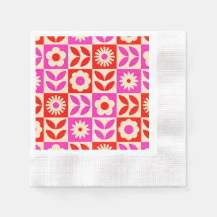 Vibrant Retro Floral Pattern Napkin