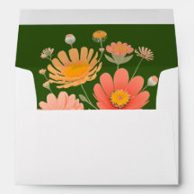Vibrant Retro Floral Wedding Invitation Envelope