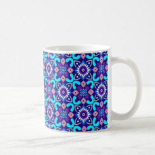 Vibrant Retro Geometric Floral Pattern Coffee Mug
