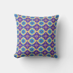 Vibrant Retro Geometric Floral Pattern Cushion