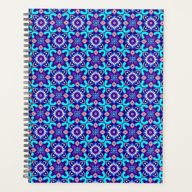 Vibrant Retro Geometric Floral Pattern Planner (Front)
