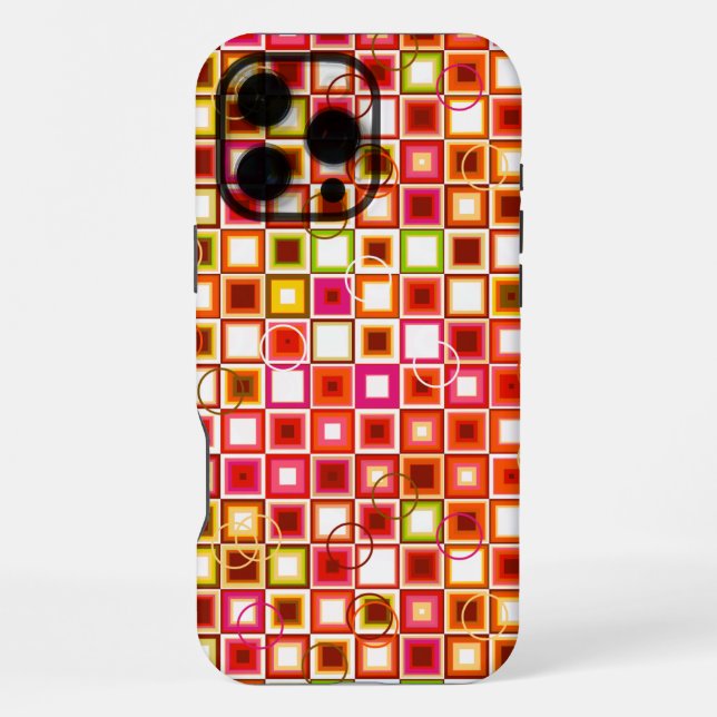 Vibrant Retro Geometric Square Pattern iPhone Case (Back)