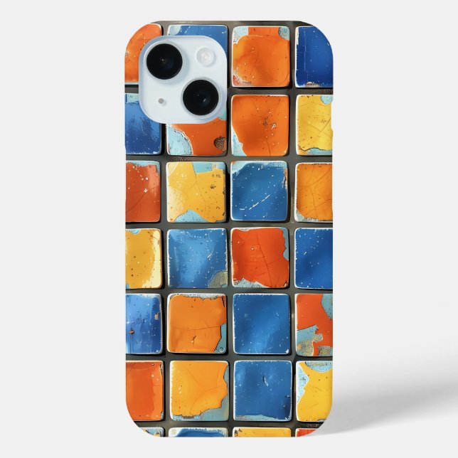 Vibrant Retro Mosaic Squares Phone Case (Back)
