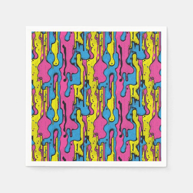 "Vibrant Retro Pop Art Drip Pattern  Napkin (Front)