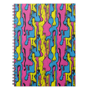 "Vibrant Retro Pop Art Drip Pattern Notebook