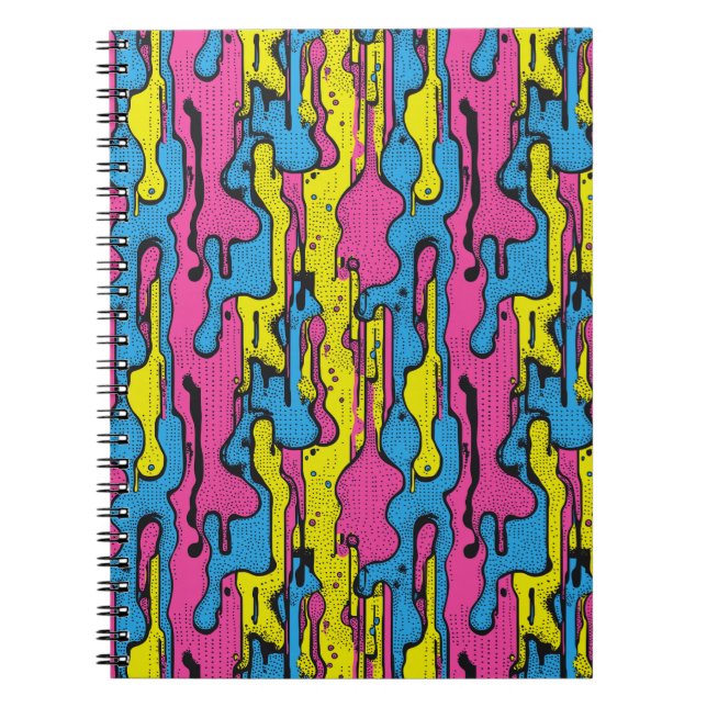 "Vibrant Retro Pop Art Drip Pattern  Notebook (Front)