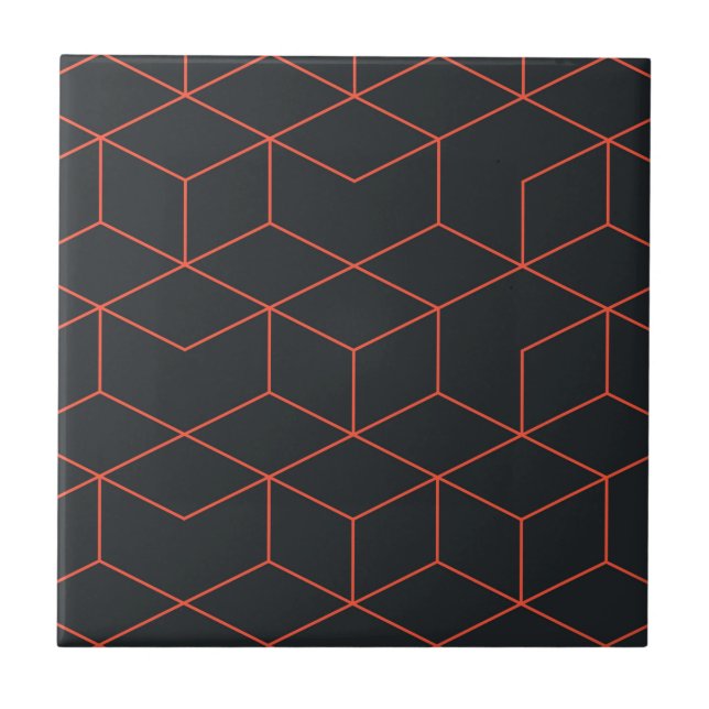 Vibrant, retro, simple, cool, trendy cube pattern ceramic tile (Front)