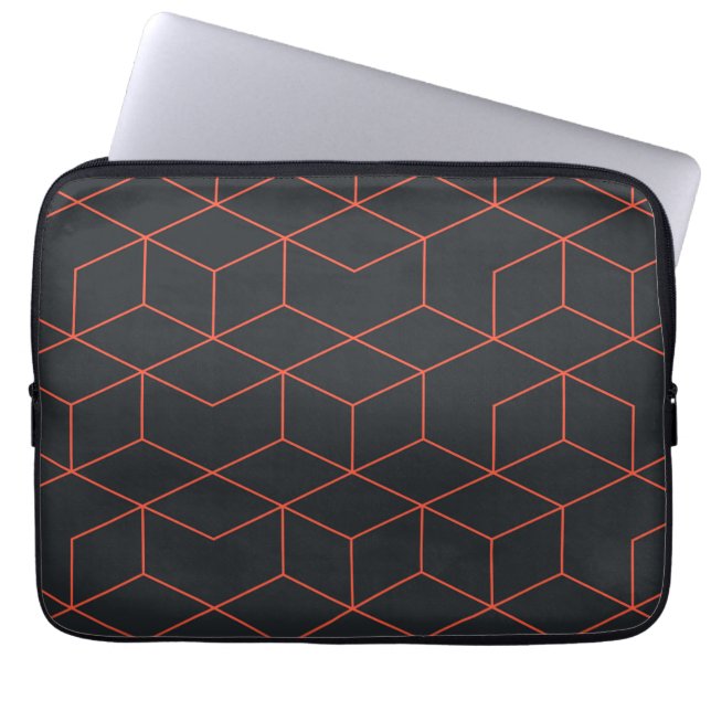 Vibrant, retro, simple, cool, trendy cube pattern laptop sleeve (Front)