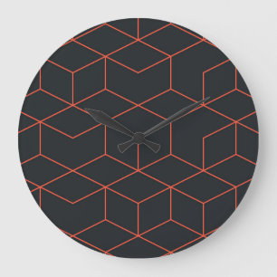 Vibrant, retro, simple, cool, trendy cube pattern large clock