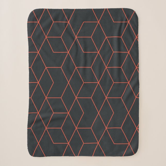 Vibrant, retro, simple, cool, trendy cube pattern sherpa blanket (Front)