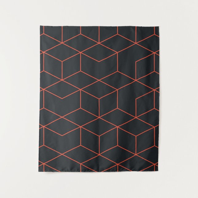 Vibrant, retro, simple, cool, trendy cube pattern tapestry (Front)