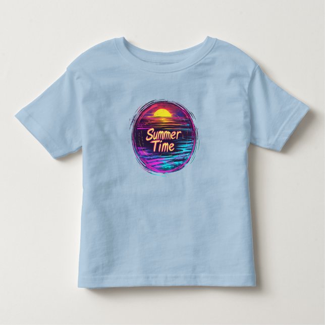 Vibrant Retro “Summer Time” Sunset T-Shirt (Front)
