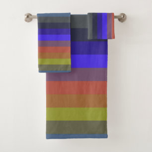 Vibrant Retro Sunset Stripes Bath Towel Set