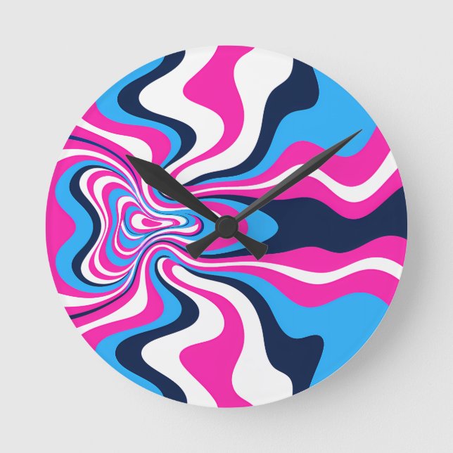 Vibrant Retro Wave Art Print - Design Round Clock (Front)