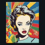 Vibrant Retro Woman Pop Portrait Art Photo Print<br><div class="desc">This eye-catching artwork is a vibrant example of modern pop art, blending retro aesthetics with bold, contemporary colour schemes. The AI-generated photo enlargement print features a striking portrait of a woman, reminiscent of classic 1960s pop art, set against a backdrop of energetic, multicolored rays. The intense hues and clean lines...</div>