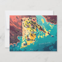 Vibrant Rhode Island Coastal Map Art
