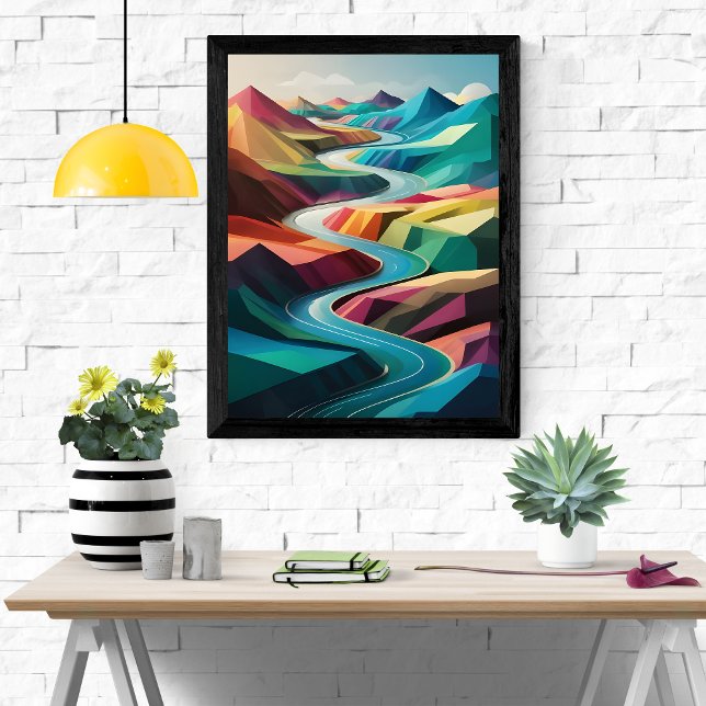 Vibrant River Valley: A Colourful Abstract Landsca Poster (Creator Uploaded)