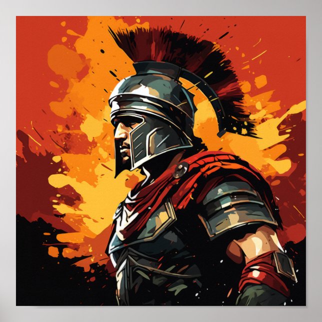 Vibrant Roman Soldier Background Poster - High-Qua (Front)
