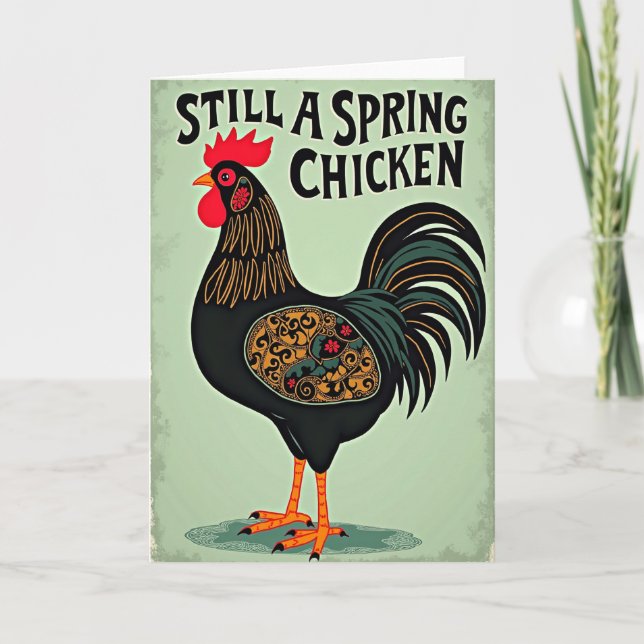 Vibrant Rooster Birthday Card (Front)