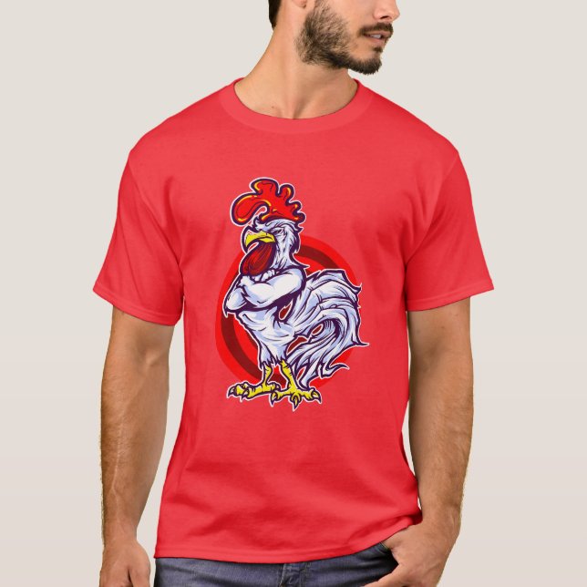 Vibrant Rooster Illustration Graphic T-shirt (Front)