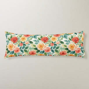 Vibrant Rose Bouquet Pattern for Floral Decor Body Cushion