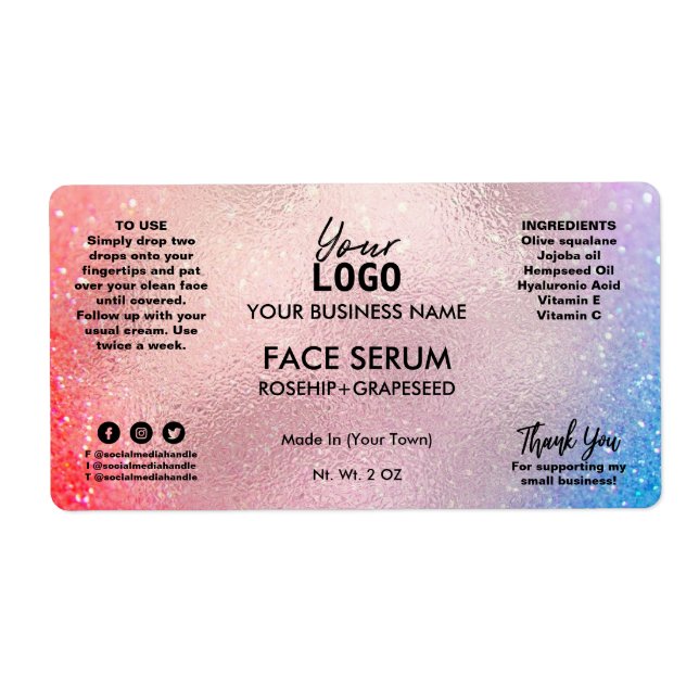 Vibrant Rose Gold Coloured Face Serum (Front)